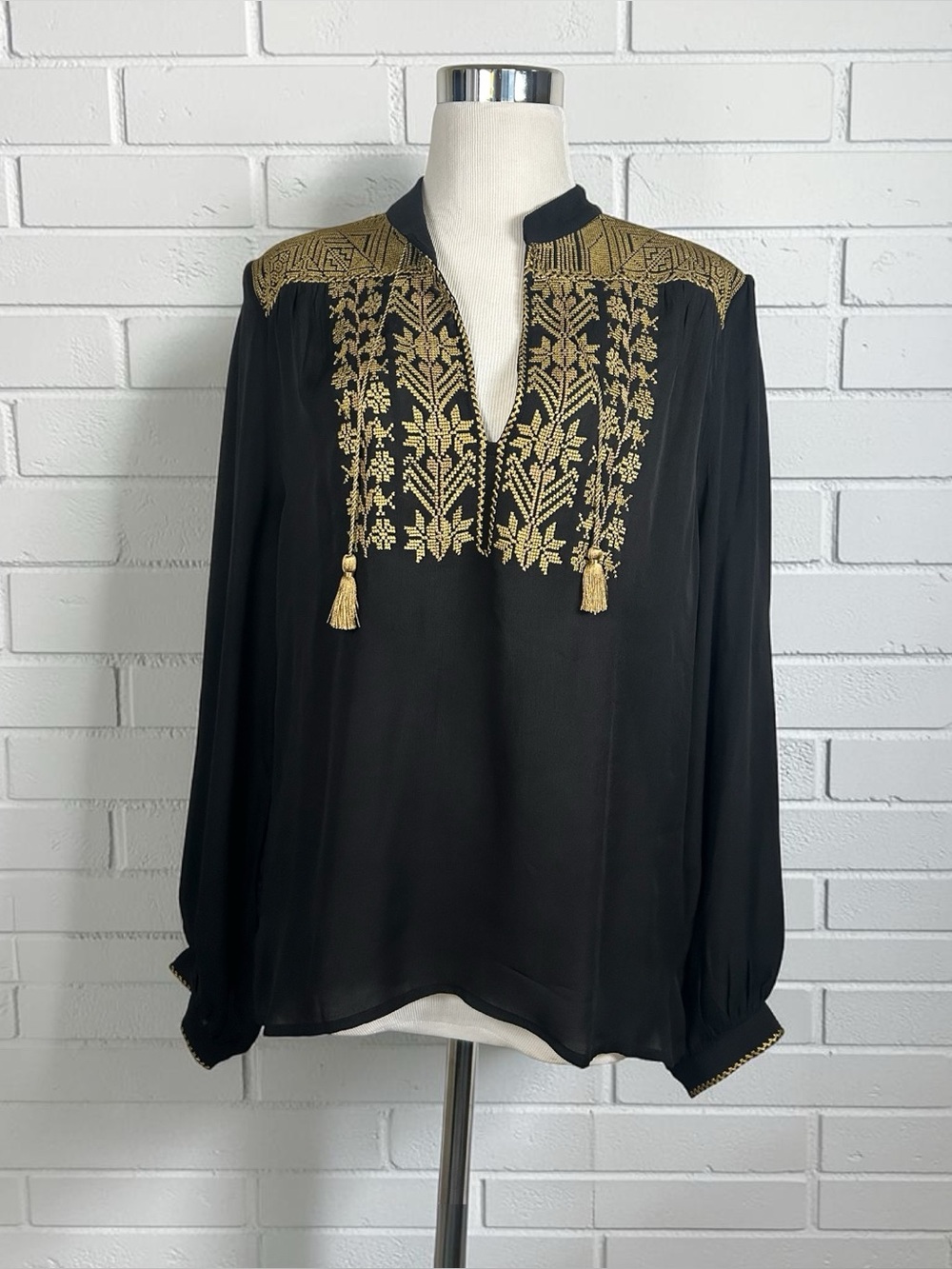 Nili Lotan Renee Embroidered Silk Blouse